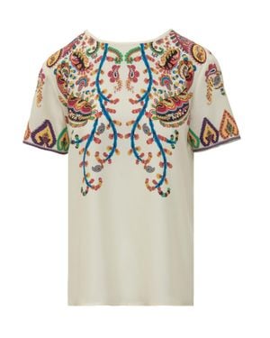 Etro Silk Top With Artistic Print - White