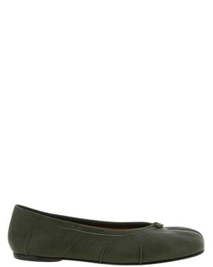 Maison Margiela Tabi Leather Ballerina Flats With Tabi Toe - Green