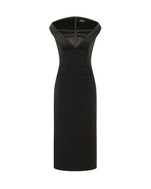 Solace London Monica Midi Suit With Sleek Neckline - Black