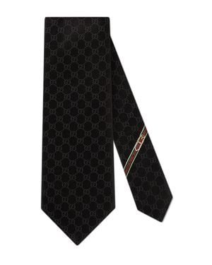 Gucci Double G Motif Handmade Silk Scarf, 8 X 146 Cm - Black