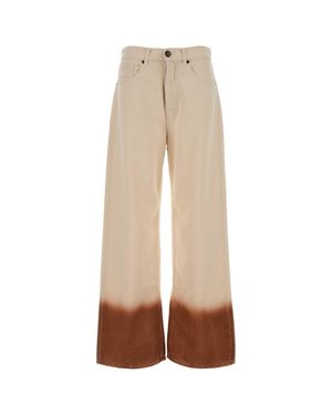 Alanui Two-tone Denim Wide-leg Jeans - Natural
