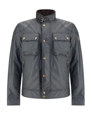 Belstaff Corduroy Jacket With Adjustable Throat Latch, Vents & Antique Brass Hardware (Size 50) - Gray