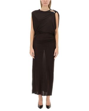 Lanvin Draped Evening Dress With Unique Shoulder Detail - Black