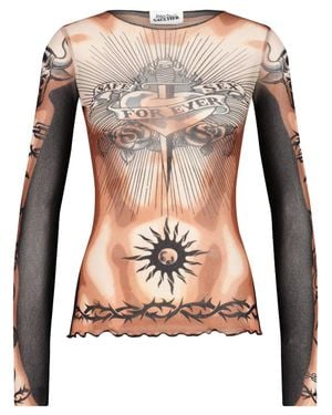 Jean Paul Gaultier Printed Crew Neck Top - Multicolor