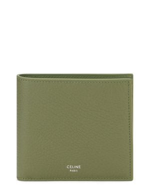 Celine Hammered Leather Wallet - Green