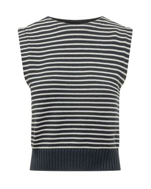 Weekend by Maxmara Striped Knit Vest With Turtleneck - Black