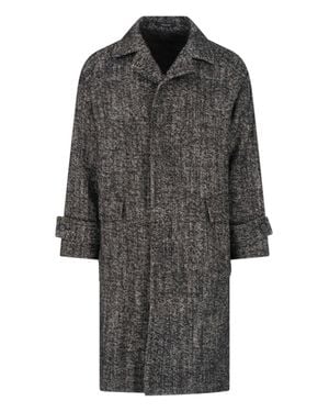 Tagliatore Textured Wool-Blend Long Coat - Gray