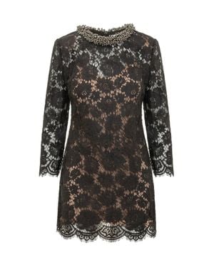 Self-Portrait Inspired Lace Long Sleeve Mini Dress - Black