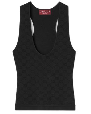 Gucci Scoop Neck Sleeveless Top - Black