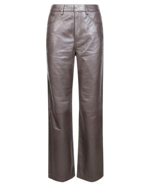 ROTATE BIRGER CHRISTENSEN Straight Lambskin Leather Pants - Gray