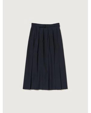 AURALEE Pleated Hopsack Mini Skirt - Blue