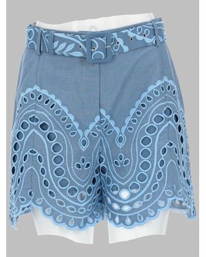 Charo Ruiz Dune High Waisted Scalloped Shorts - Blue