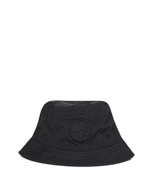 Stone Island Reimagined Bucket Hat With Embroidered Logo - Black