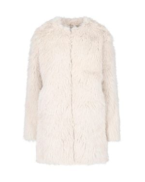 Calvin Klein Faux Fur Longline Coat - White
