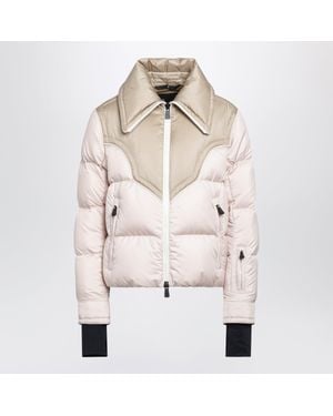 Moncler Quilted Down-Filled Ski Jacket With High Collar And Zip Pockets - Natural