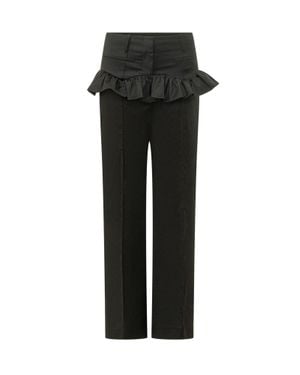 Ganni Calendered Shirt Pants - Black