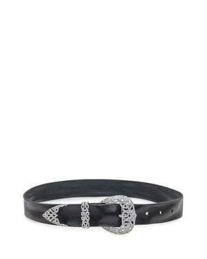 Orciani Elegantly Crafted Leather Belt With Jewel Buckle - White