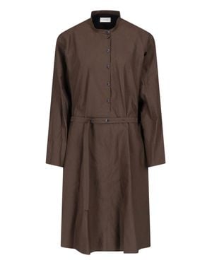 Lemaire Long-Sleeve Belted Shirt Dress - Brown