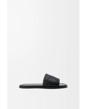Loewe Folded Leather Slide Sandals - White