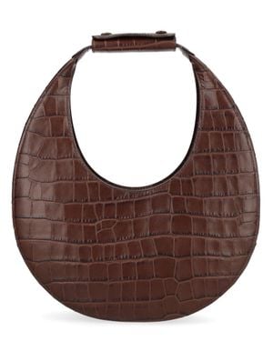 STAUD Croc-Embossed Leather Hobo Bag - Brown