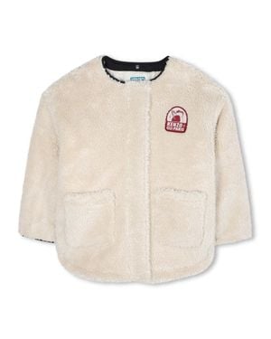 KENZO Coat With Logo - Natural