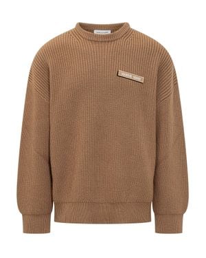 Marine Serre Logo Knit Sweater - Brown
