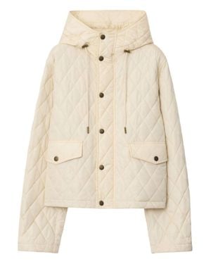 Burberry Quilted Jacket With Adjustable Hood - Natural