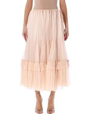 Chloé Tiered Silk Maxi Skirt - Pink