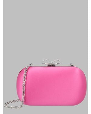 Self-Portrait Bow Clasp Clutch Bag With Chain Strap - Pink