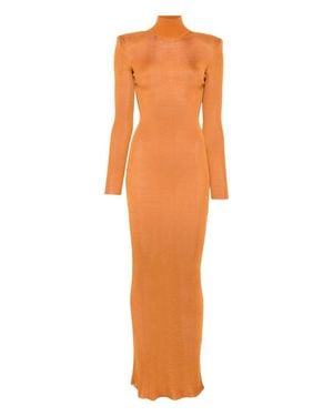 Self-Portrait Viscose Knit Maxi Dress - Orange