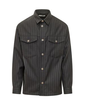 Versace Greek Jacquard Blouson Overshirt - Black