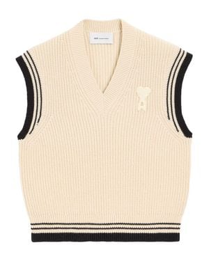 Ami Paris Classic Wool Blend Sweater - Natural