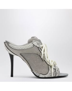 Balenciaga Stapler Heeled Sandals With Distressed Effect - Gray