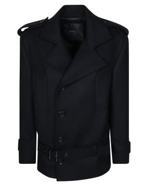 Pinko Tornado Double-Breasted Cropped Caban Coat - Black