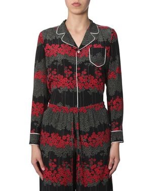 RED Valentino Silk Shirt With Dreaming Peony Print - Red