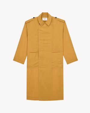 Saint Laurent Long Buttoned Jacket With Pockets - Yellow