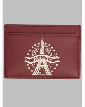 KENZO Cow Leather Mini Wallet - Red