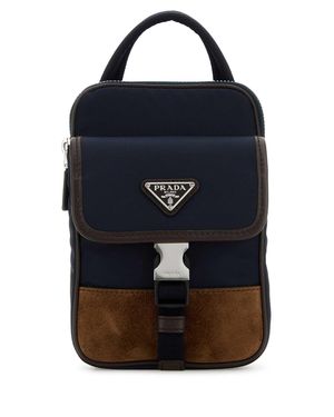 Prada Prada Two-Tone Nylon And Suede Phone Wallet - Blue