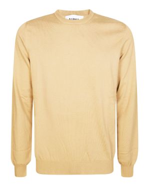 Alpha Studio Classic Crew Neck Long Sleeve T-Shirt - Natural