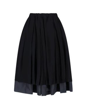 Comme des Garçons Layered Midi Skirt With Elastic High Waist - Black