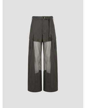 Sacai Cotton Jacket With Artistic Detail - Gray