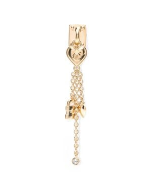 Chloé Mini Charm C-Heart Pendant Pin Closure Necklace With Crystal Glass, Padlock & Heart Charms - White