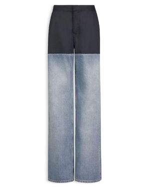 Alaïa Two-Tone Wide-Leg Jeans - Blue