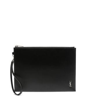 Saint Laurent Mini Monogram Zip Tablet Pouch - Black