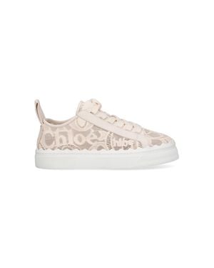 Chloé Light & Natural Leather And Nylon Sneakers For - White