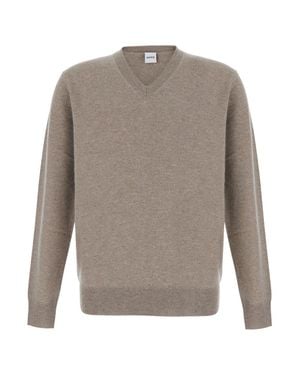 Aspesi Wool And Cashmere V-Neck Sweater With Long Sleeves - Gray
