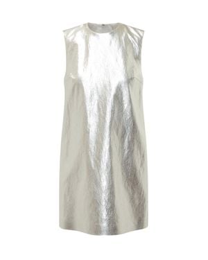 MSGM Metallic Suit Vest Mini Dress - White