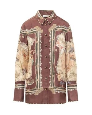 Zimmermann Valiant Twill Shirt With Scarf Detail - Brown