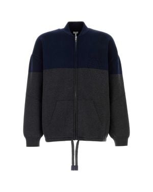 Loewe Contrast Two-Tone Stretch Cotton Blend Cardigan - Blue