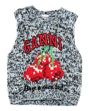 Ganni Crewneck Vest With Graphic Logo Print - Red